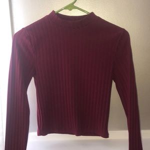 Burgundy high neck crop top